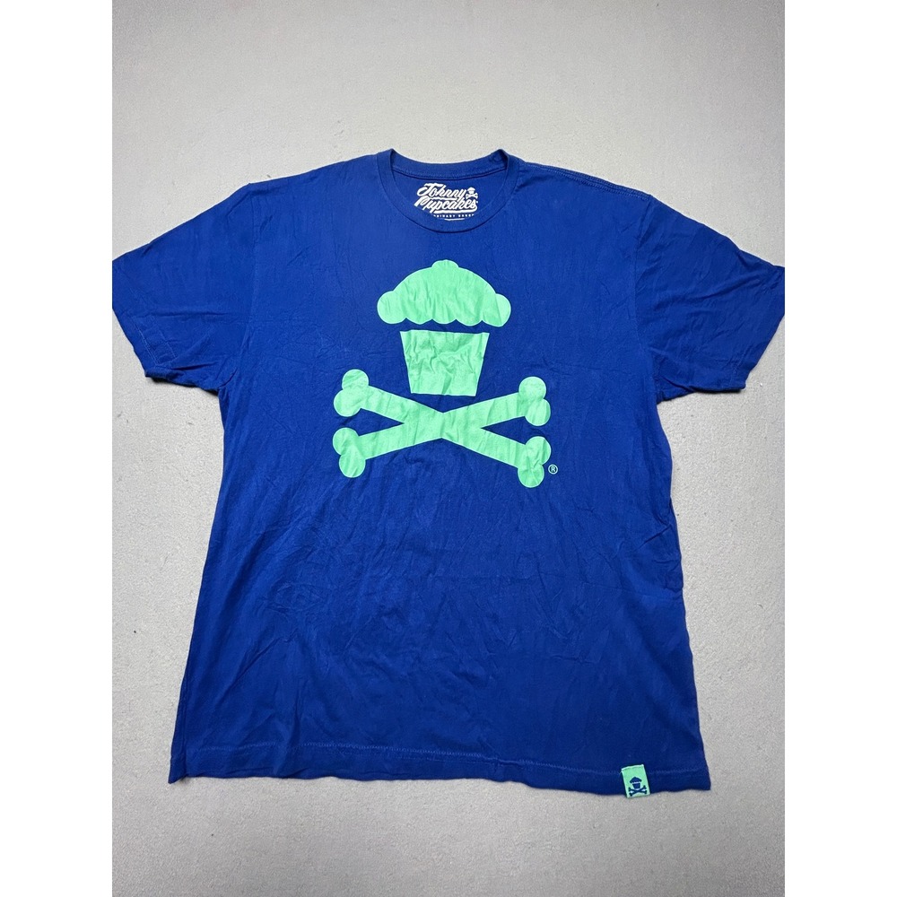 Johnny Cupcakes T-Shirt 100% Cotton Blue Green Logo XL Mens